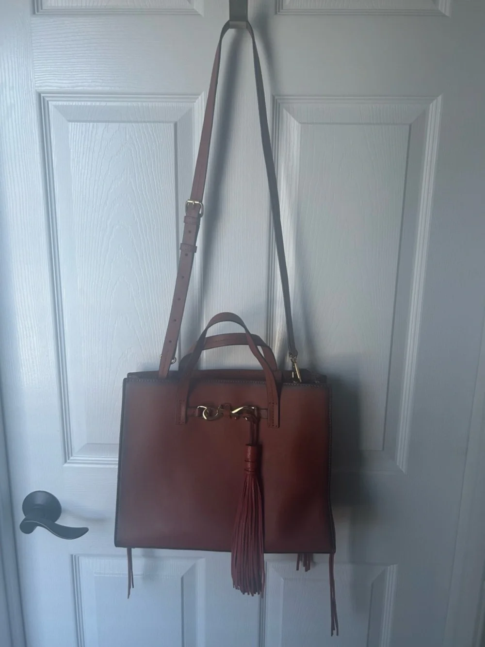 Rebecca Minkoff Florence Cognac Leather Tote with Tassel - Picture 10 of 12